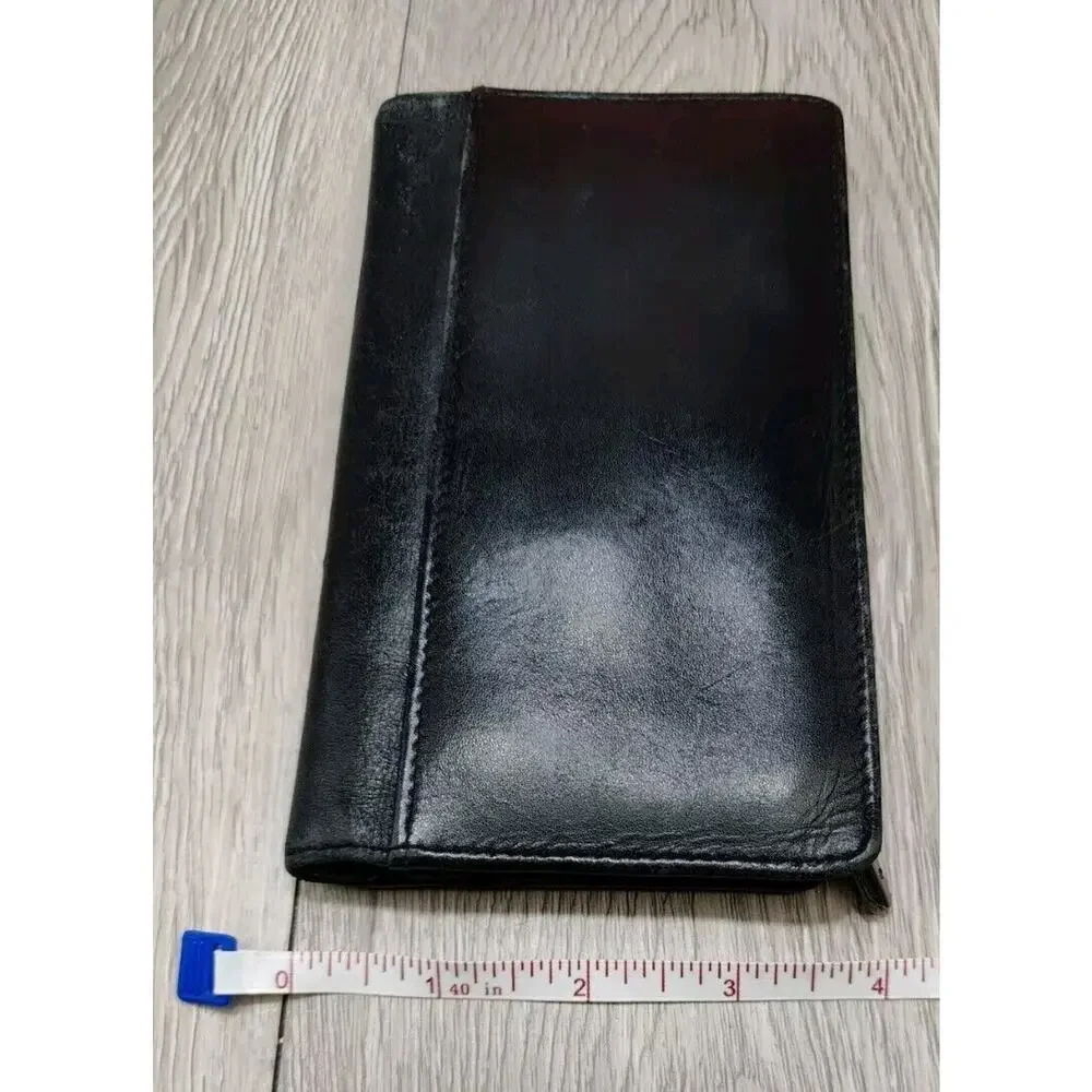Leather Wallet‎ Women Buxton Black Vintage Top Grain Cowhide Snap Closure